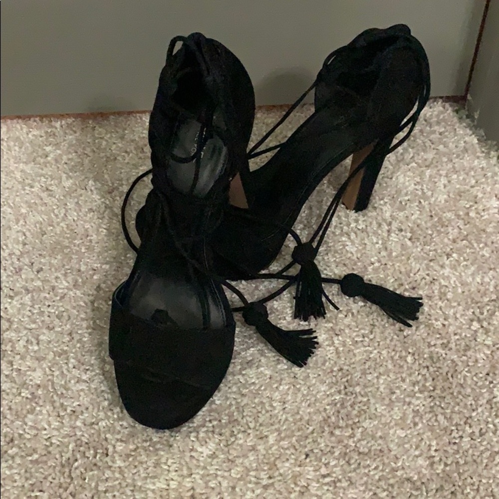 MK Black/Suede Tie Up Heels